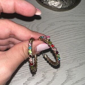 Multicolor Crystal Hoop Earrings